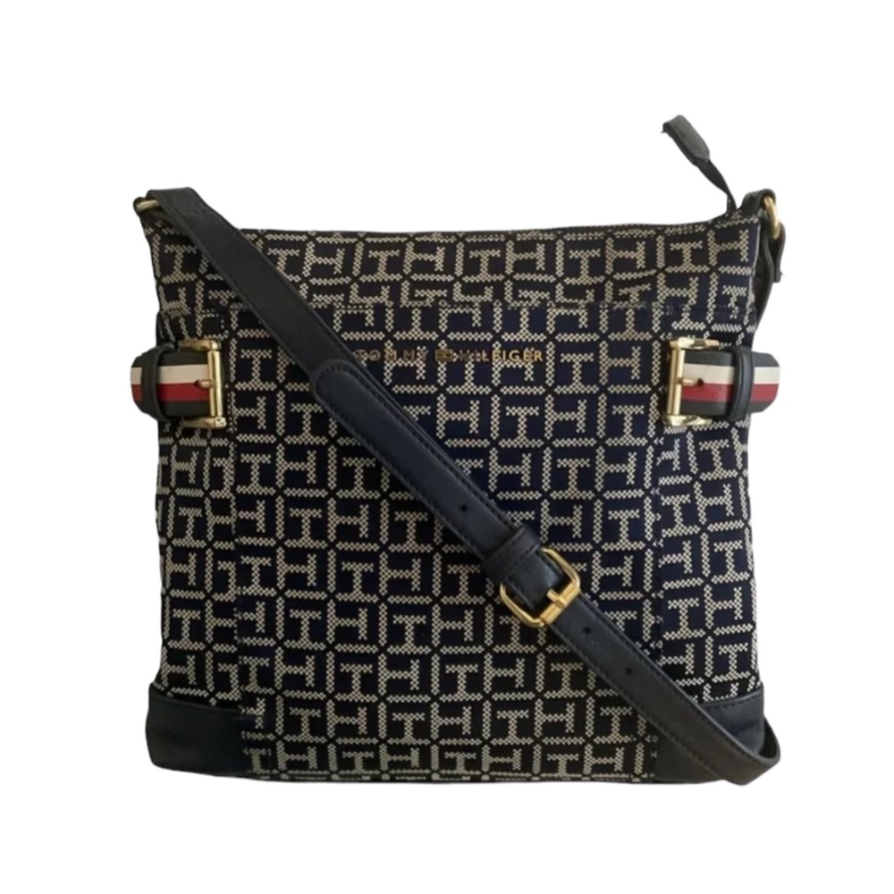 TOMMY HILFIGER Women’s Bag Crossbody Canvas Monogram Zip Closure  NWOT